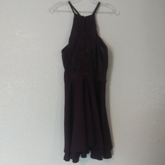 Xtraordinary women's size 9 plum metallic haltar dress - Picture 5 of 15